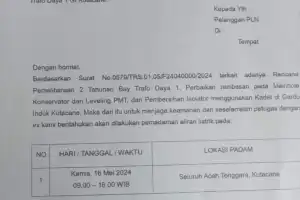 Besok Listrik Padam Selama Tujuh Jam di Aceh Tenggara